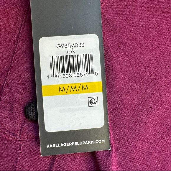 Karl Lagerfeld Magenta Contrast Trim Pintuck Blouse Size Medium NWT - Picture 5 of 9
